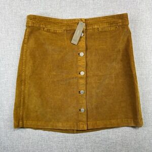 J.Crew Corduroy Button Front Mini Skirt Women's Sz 29 Gold Brown Preppy Academia